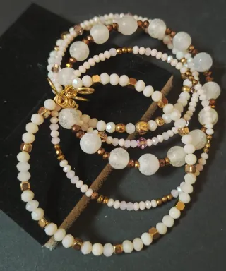 Bracciale perline oro e bianche