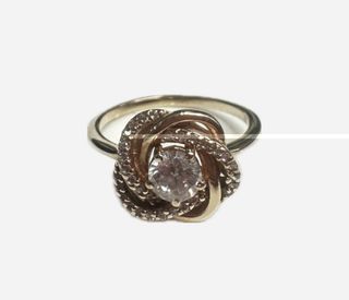 14KAnillo rosetón central de oro rosa 14K, T 14