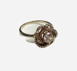 14KAnillo rosetón central de oro rosa 14K, T 14