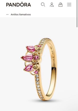 Anillo Princesa Rapunzel Tiara Oro Rosa