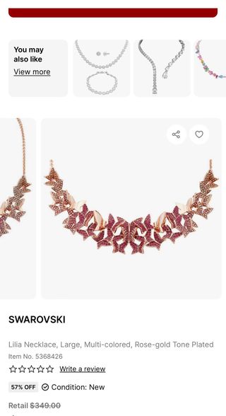 Collar Swarovski Lilia Mariposas Dorado Rosa