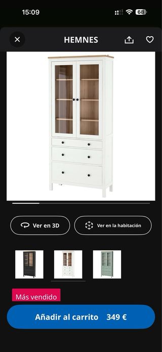 Vitrina Ikea Hemnes Madera y Cristal