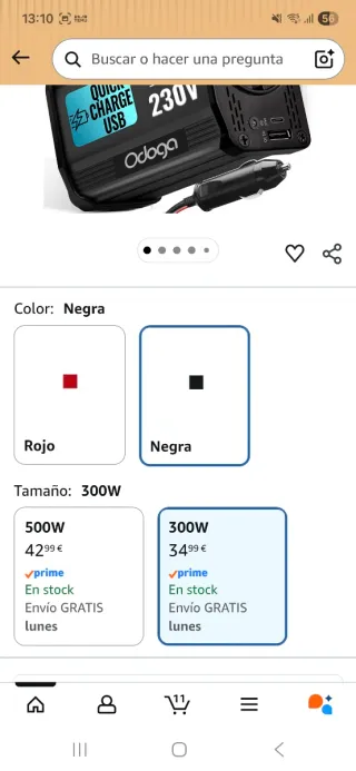 Inversor Corriente Coche 300W Odoga