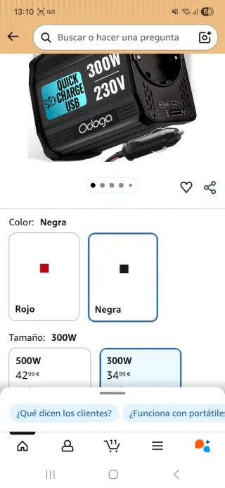 Inversor Corriente Coche 300W Odoga