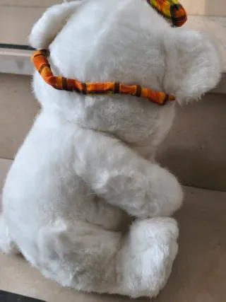 Orsacchiotto peluche bianco con fiocco