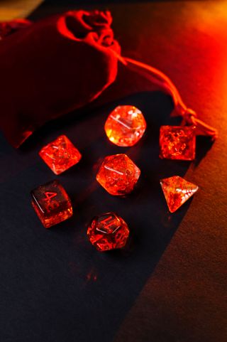 Set Dadi Rossi Trasparenti Glittered Resin D&D RPG