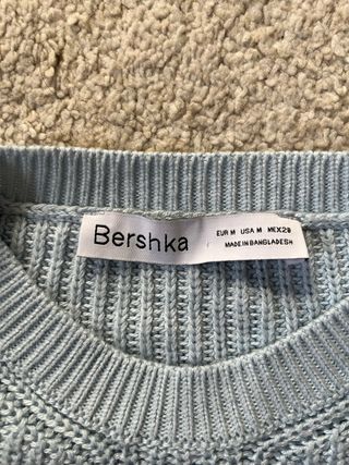 Jersey de punto azul manga acampanada