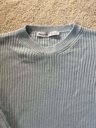 Jersey de punto azul manga acampanada