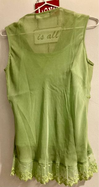 Blusa verde transparente bordada Frenchic