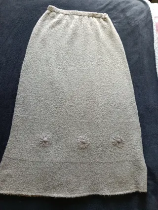 Falda de punto larga gris/beige