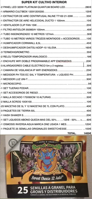 Super Kit Cultivo Interior - Armario Grow Led 640W