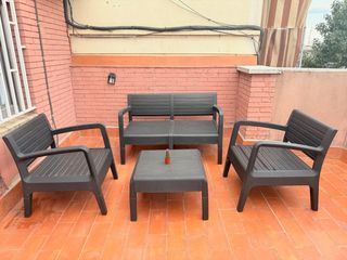 Conjunto Set Terraza Plástico Negro