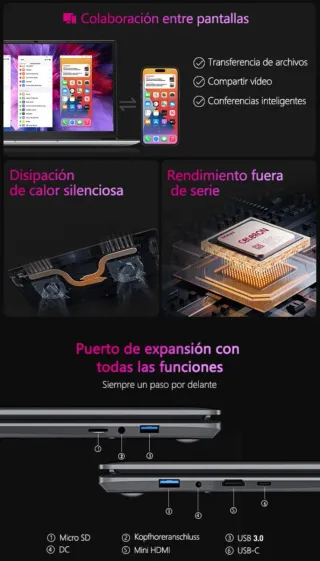 Portátil SGIN 17.3 8GB RAM 512GB SSD Negro