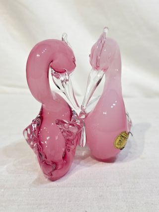 Coppia Cigni Vetro Murano Anni '70