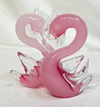 Coppia Cigni Vetro Murano Anni '70