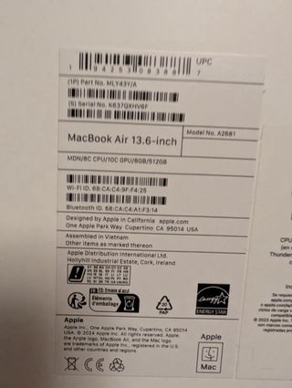 MacBook Air M2 512GB Gris Espacial