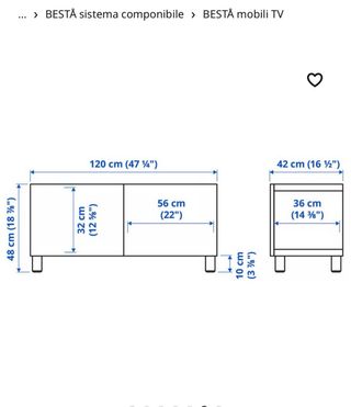 Mobile TV BESTÅ effetto rovere con ante