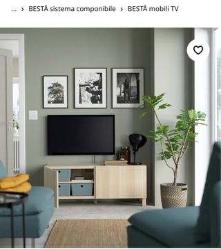 Mobile TV BESTÅ effetto rovere con ante