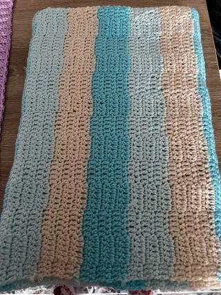 Manta tejida a mano sofá tricolor.