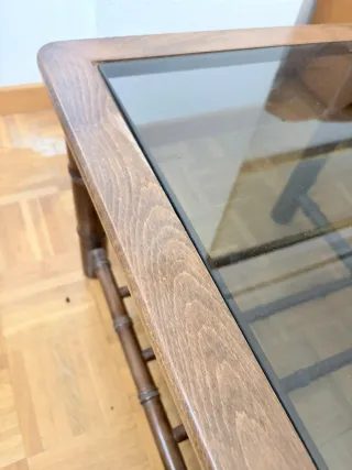 Mesita auxiliar madera y cristal