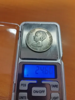 Moneda 5 Pesetas Plata 1888 Alfonso XIII