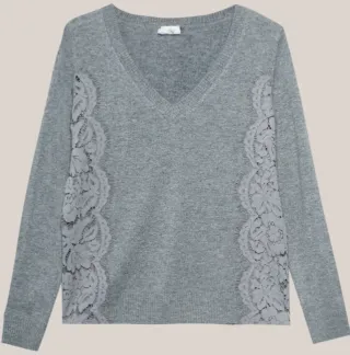 Maglione grigio con pizzo