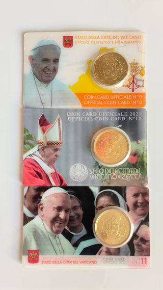 Tarjeta Moneda Vaticano 50 Céntimos Papa Francisco