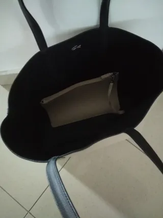 Borsa shopper Lacoste doubleface beige/nera