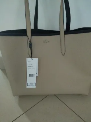Borsa shopper Lacoste doubleface beige/nera