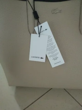 Borsa shopper Lacoste doubleface beige/nera