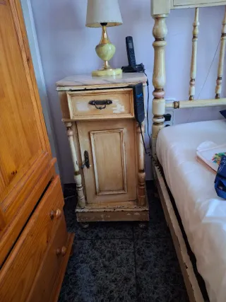 2 Mesitas Noche Antiguas Madera y Mármol