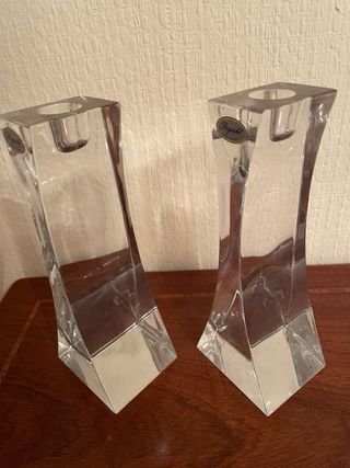 Juego cristal: centro mesa y 2 candelabros