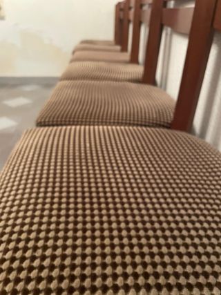 Lote de 6 Sillas Comedor madera y tapizado clasico