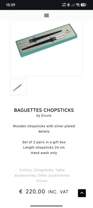 Palillos Ercuis bañado en plata