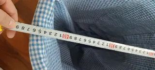 Cesto de mimbre con forro de tela Vichy