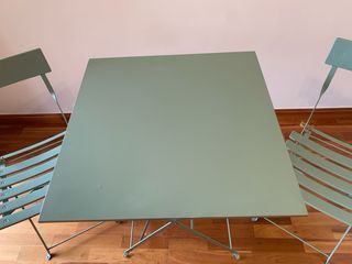 Conjunto mesa y 2 sillas jardín metal