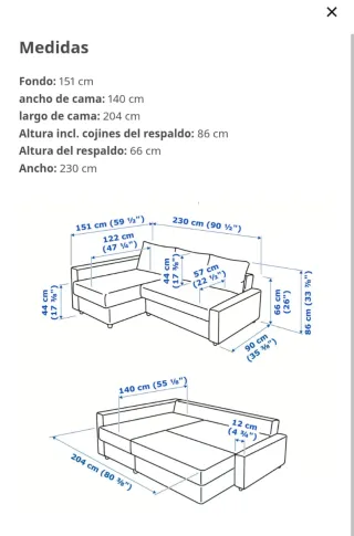 Sofá cama gris con chaise-lounge