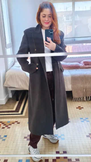 Abrigo largo lana gris/marrón sin usar