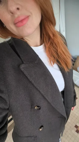 Abrigo largo lana gris/marrón sin usar