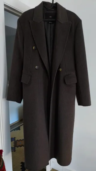 Abrigo largo lana gris/marrón sin usar