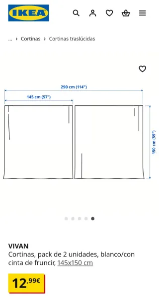 Cortinas VIVAN Ikea Blancas 145x150cm