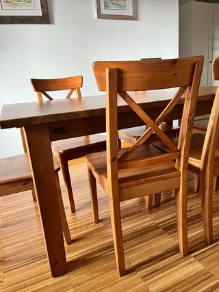 Mesa comedor extensible con 6 sillas