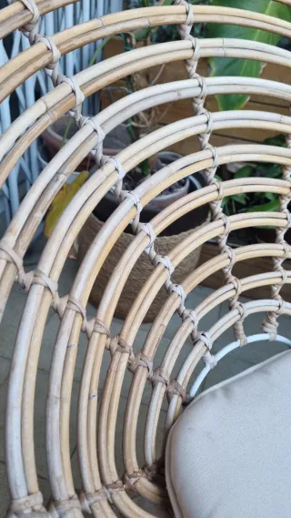 Sillón de jardín redondo ratán y metal