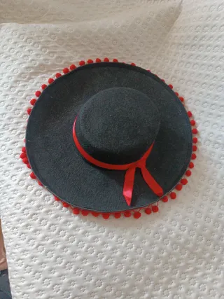 Sombrero Fiesta Mexicano Negro con Rojo