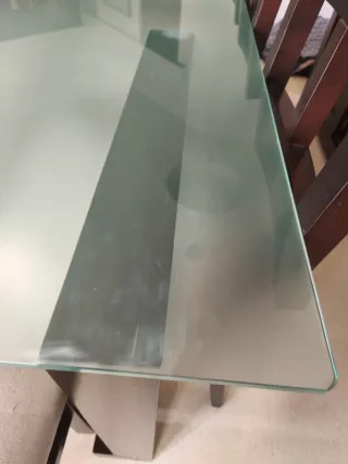 Mesa comedor + 8 sillas — Cristal templado