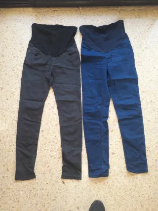 Pantaloni premaman neri e blu