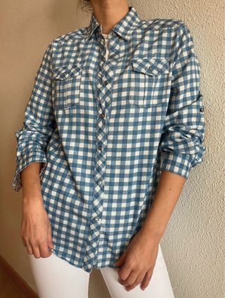 Camisa cuadros azul y blanco