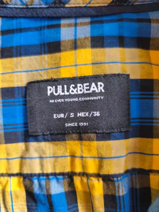 Camisa cuadros Pull and Bear azul y amarillo