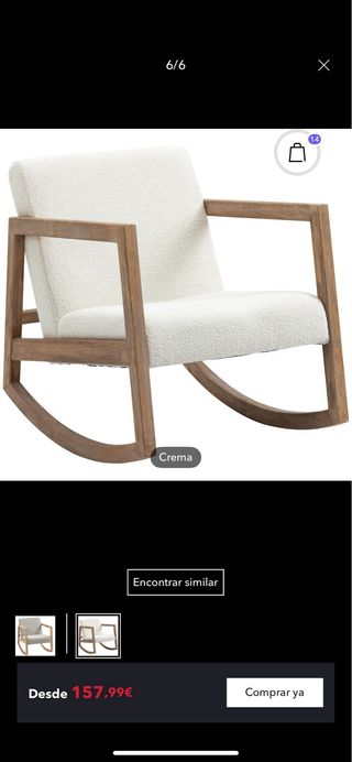 Silla mecedora madera y tela gris