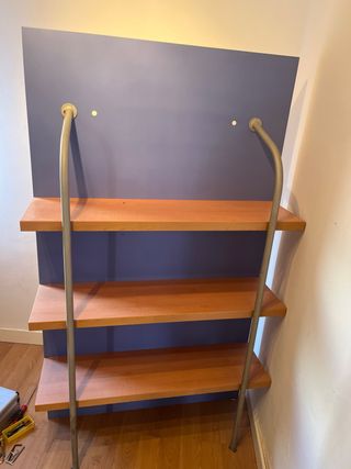 Estantería madera y metal azul